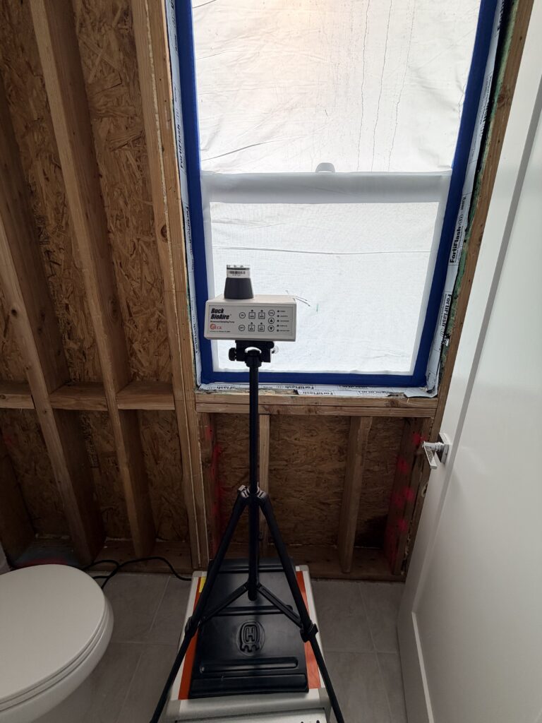Mold Inspection Equipment Positioned In A Newly Remediated Area Of A Brea Home, Verifying Clearance Post-Remediation