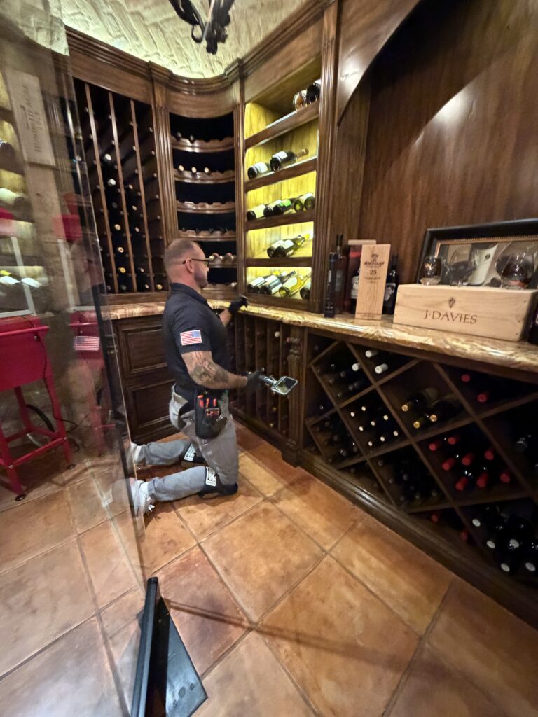 Irvine Mold Inspection And Testing 8 Certified Mold Inspection Technician Assessing Wine Cellar For Moisture And Mold Growth