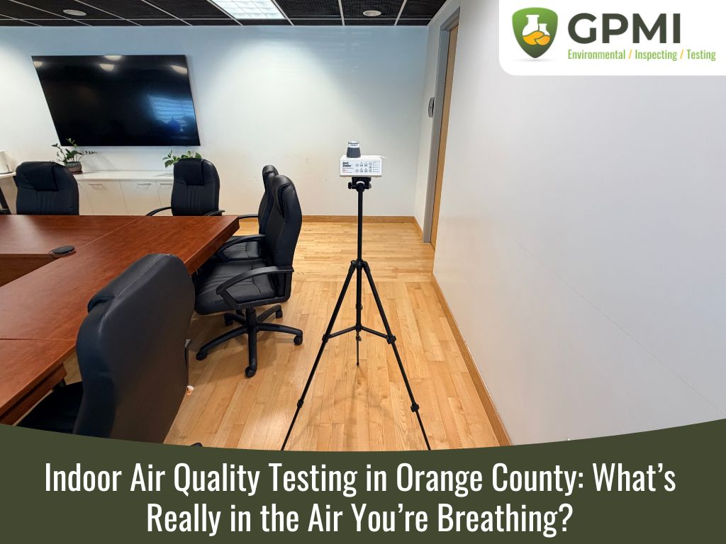 Professional air sampling used for indoor air quality testing in Orange County