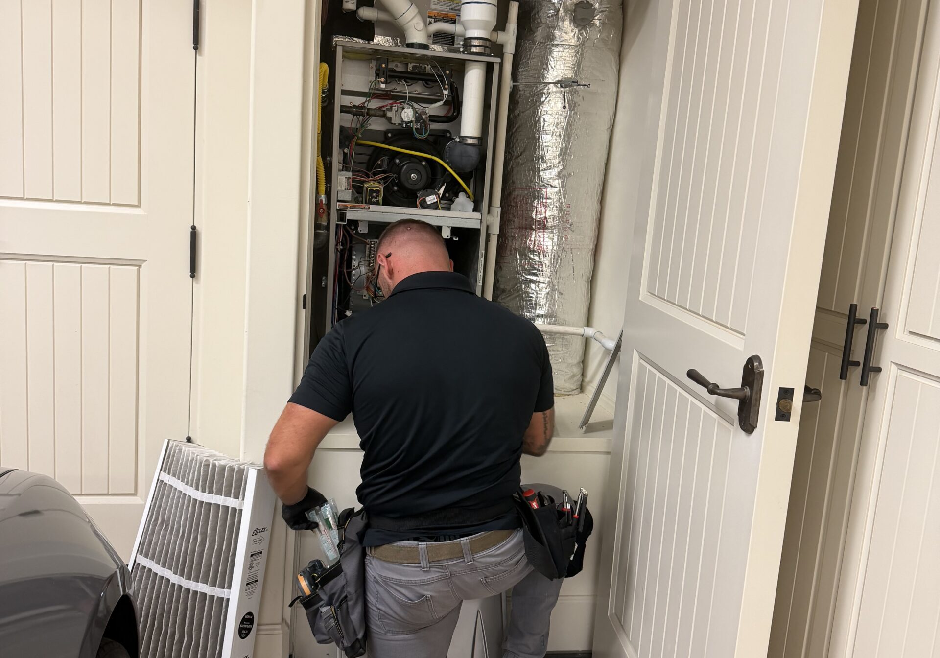 Joseph Performing Mold Inspection In A Three Storey Building
